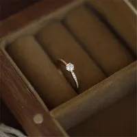 Bague en argent Sterling 925 plaqué or 14 carats, Zircon brillant pour femmes, bijoux de mariage de tempérament exquis 2