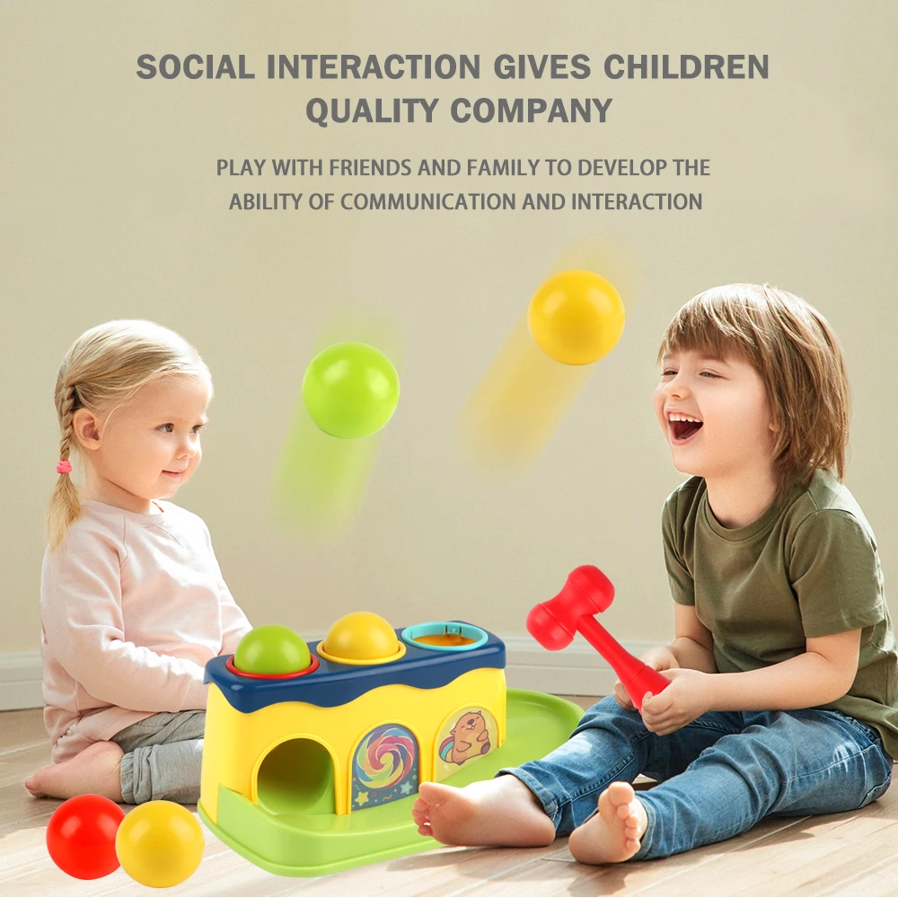 Interactive Pop-Up Hammer Toy for Babies Educational Tool with Stacking Balls Preschool Game Gifts for Boys and Girls inflatable hammer toys