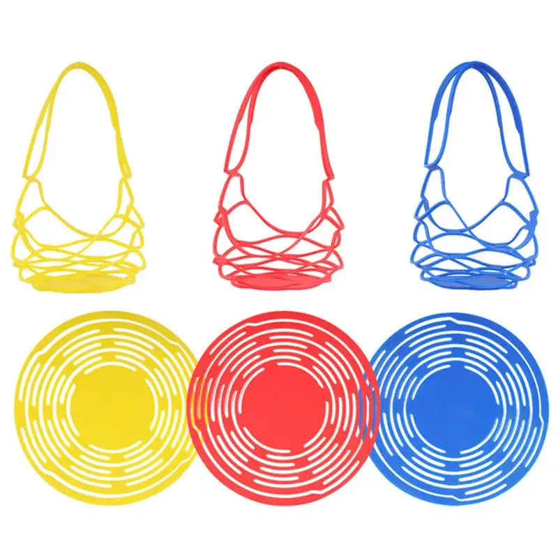 Silicone Reusable Drink Tote Bag with Cup Mat and Mesh Basket