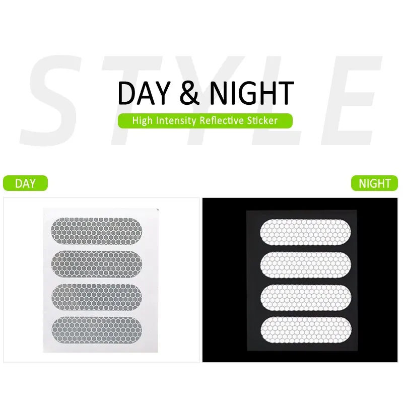 Reflective Stickers Retro Reflective Stripes Stickers for Motorcycle Helmet 2 Sheets 7cm*2cm*4pcs White High Visibility Reflector Warning Mark