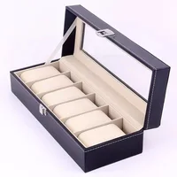 DELESYS-Boîte de montre en cuir PU avec serrure, boîte de rangement de montre de style traditionnel, étui cadeau, 2 emplacements, 3 emplacements, 4 emplacements, 5 emplacements, 6 emplacements, 8 emplacements, 10/12 em 4