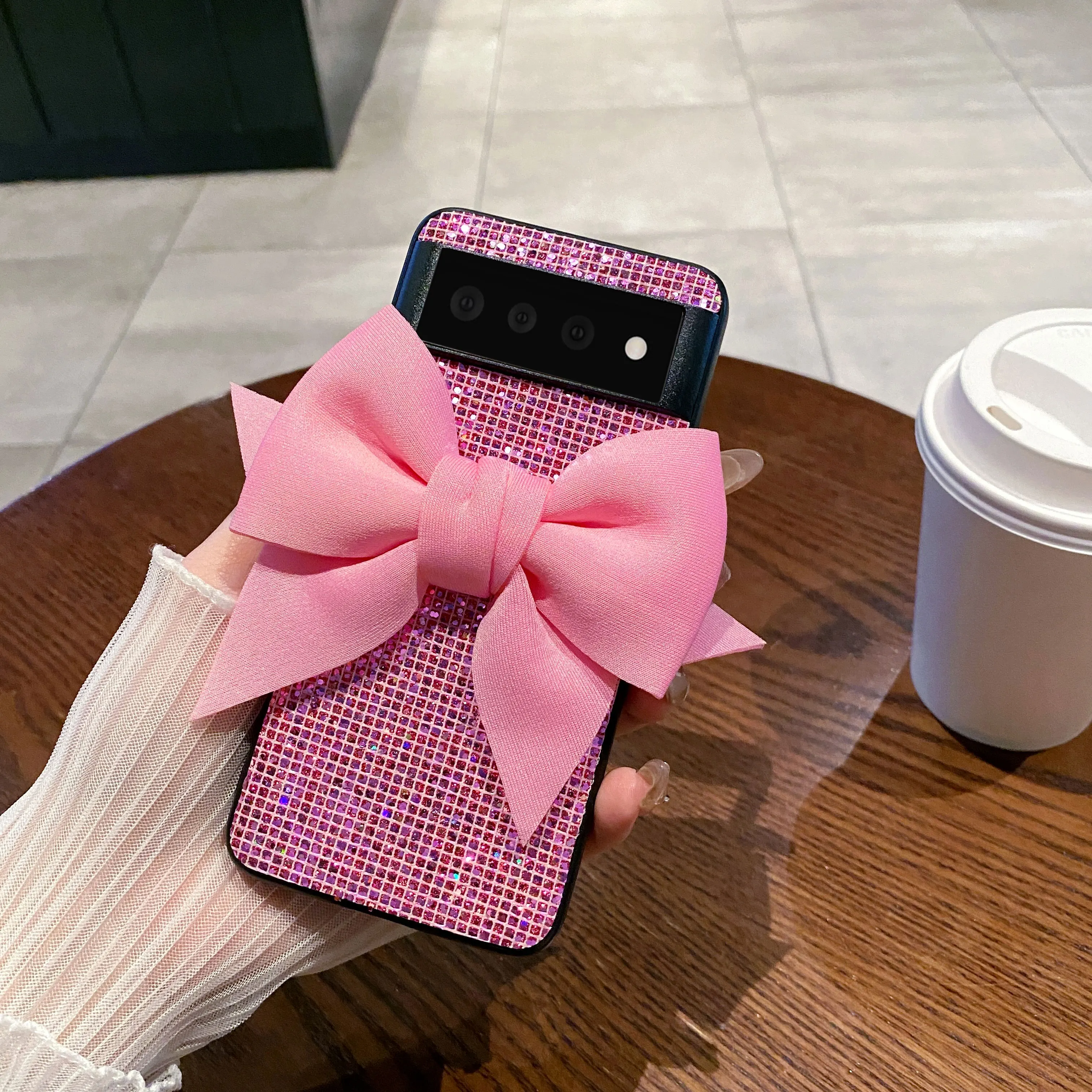 Chic 3D Pink Butterfly Glitter Lattice Phone Case