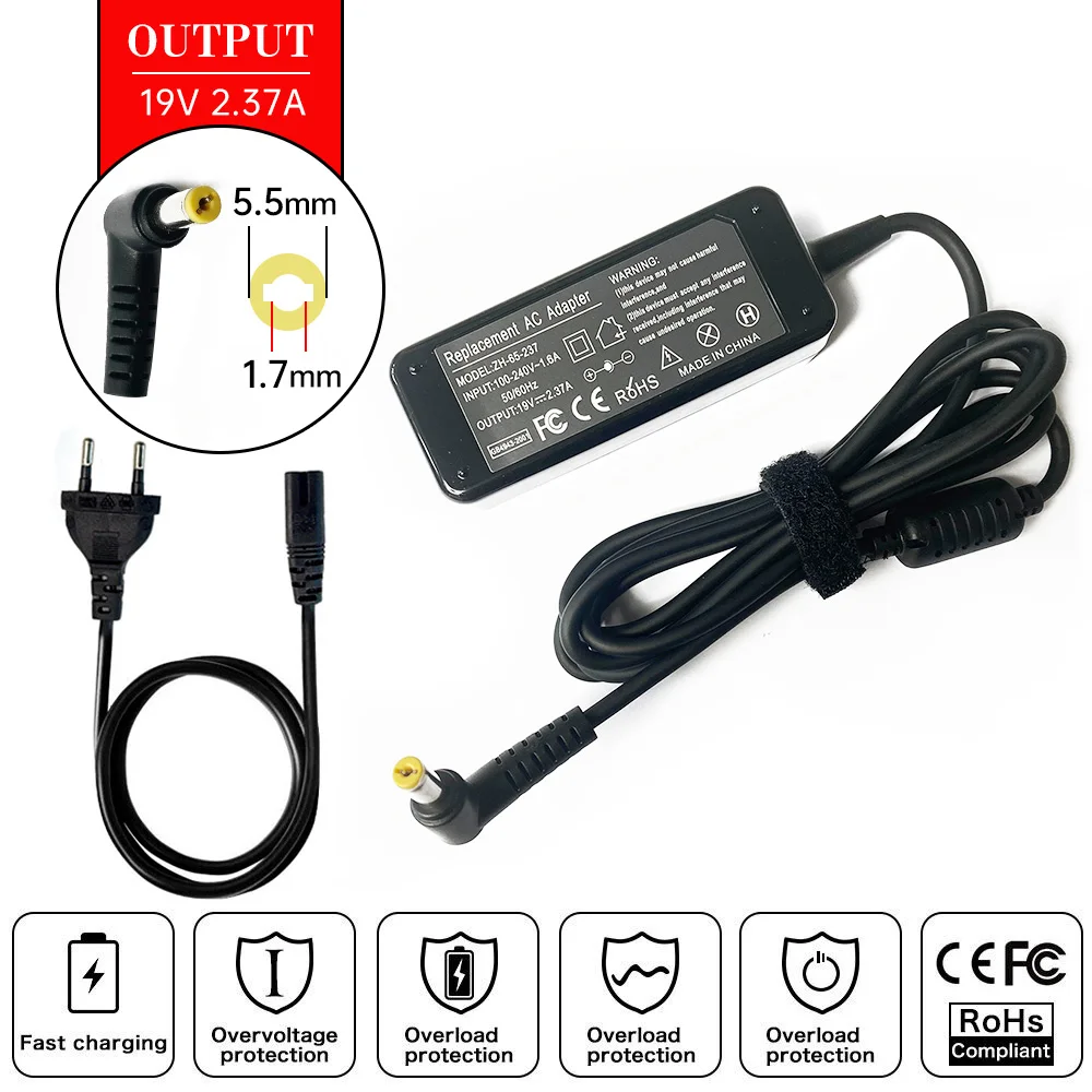Original Acer 45W AC Power Adapter Charger - 19V 2.37A For Laptop, Model ADP-45HE B 11 thumbnail image