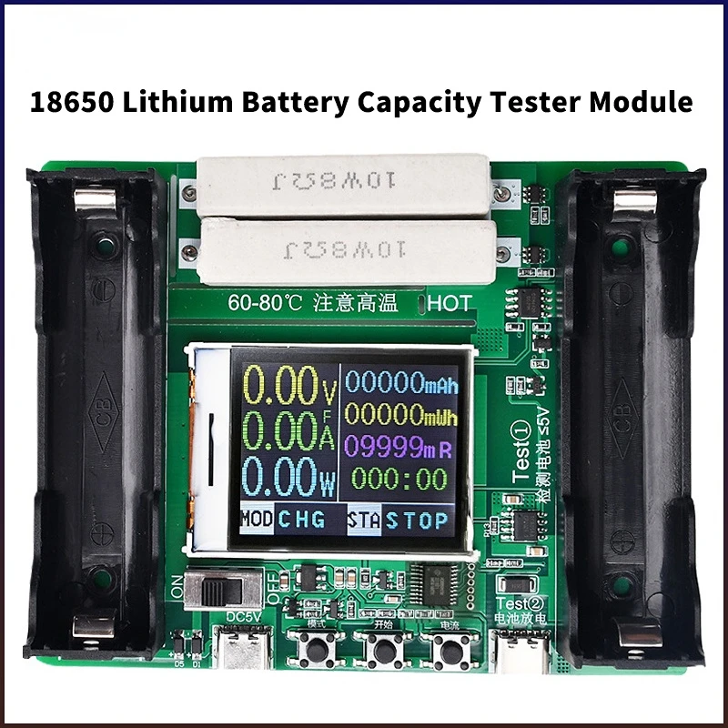 

18650 Lithium Battery Capacity Tester Module MAh MWh LCD Digital Battery Power Detector Module 18650 Battery Tester Type-C