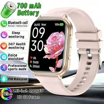Nuovo Smartwatch 2026 da 700mAh per Sport all'Aperto, Fitness, Monitoraggio Frequenza Cardiaca e Salute, Impermeabile IP68, Chiamate Bluetooth, per Uomini e Donne