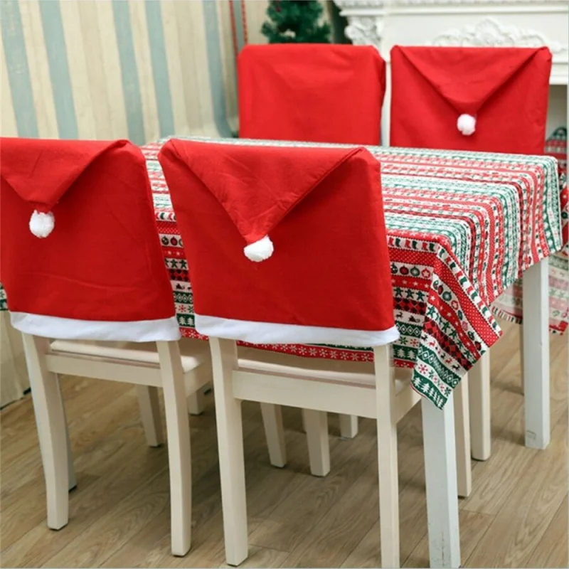 4 Stück Weihnachtsstuhlhussen 25 x 20 Zoll, festliche Feiertagsdekorationen für Zuhause und Party, robuste Sitzschoner aus Stoff