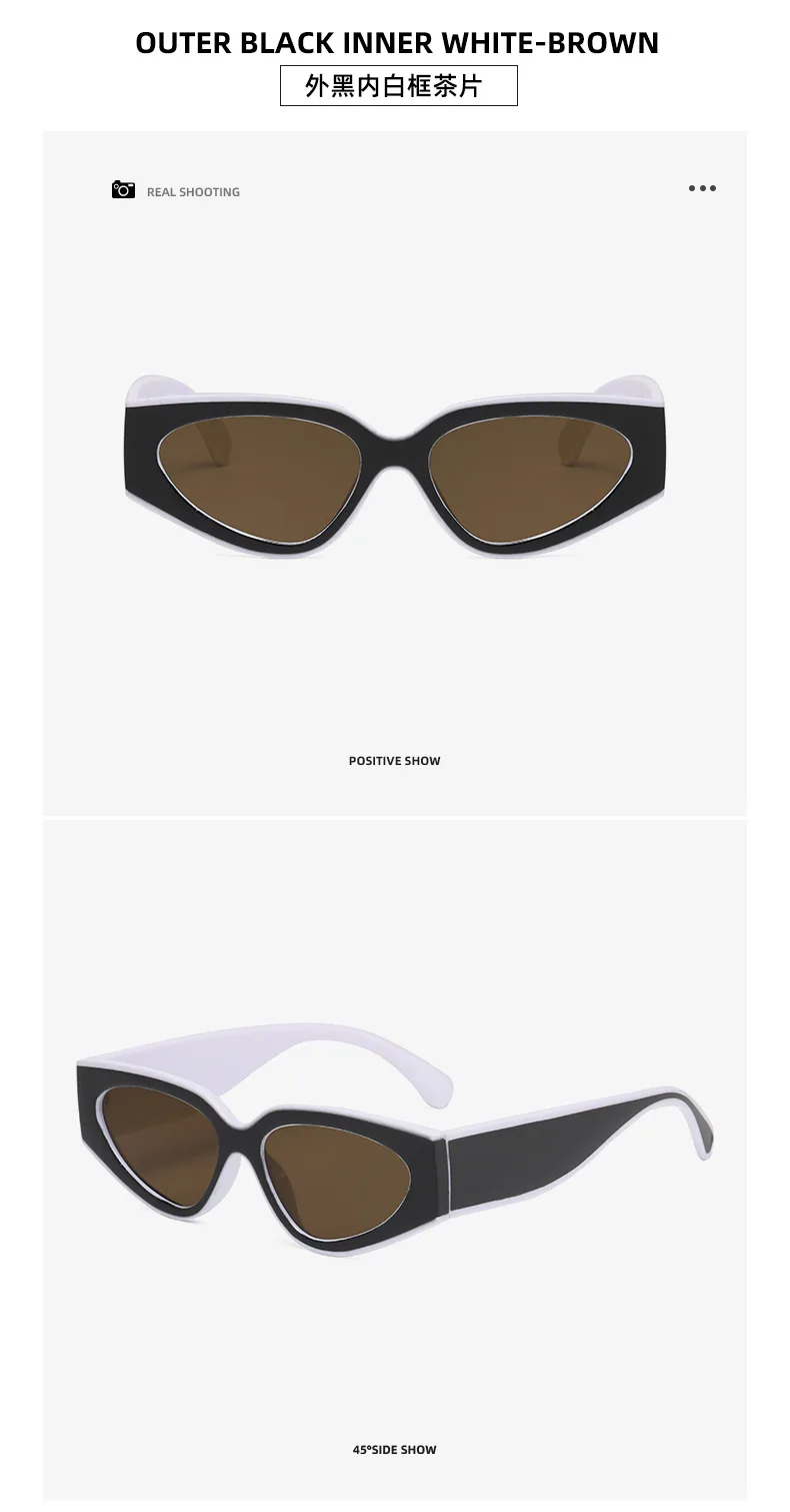 2025, neue Mode, Patchwork-Cat-Eye-Sonnenbrille für Damen, Vintage, Schwarz, Weiß, UV400, Sonnenbrille, Damen, trendiges Fahren, sexy Farbtöne – Detail 13
