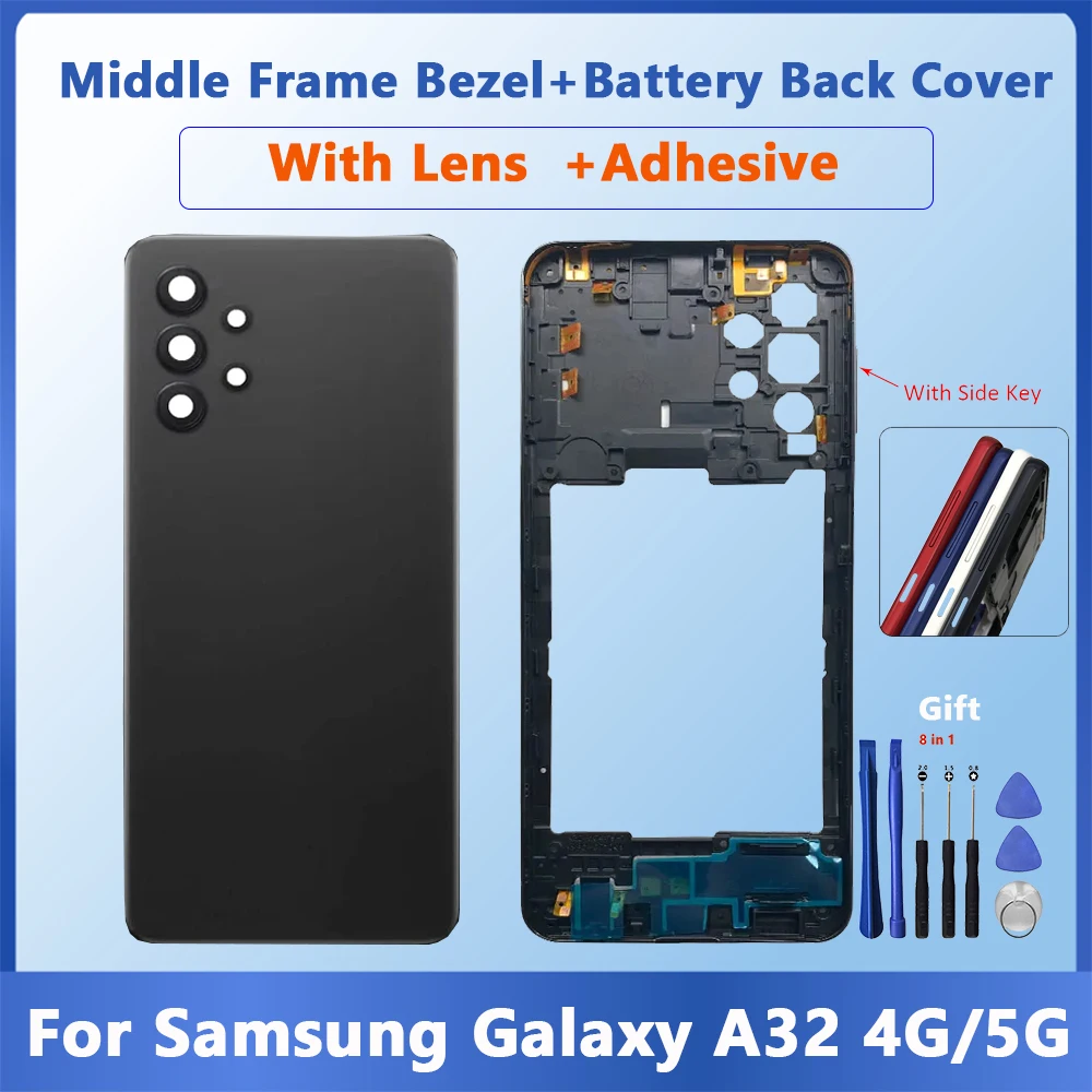 

Для Samsung A32 4G A325F A32 5G A326F A326 средняя рамка Корпус рамка панель задний корпус панель запасная часть + задняя крышка