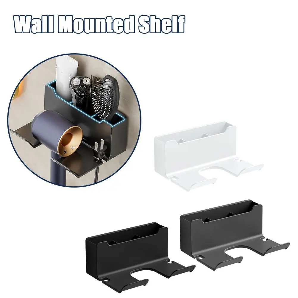 Hair Dryer Wall Mounted Shelf Cradle Straightener Stand Shelf Bathroom Blower Accessories Hairdryer Toilet Box Organizer