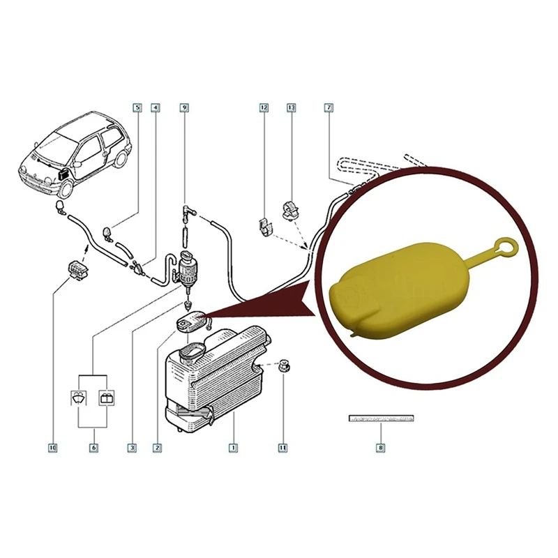 Bouchon de reservoir lave-glace pour Renault clio 2 espace 4 Kangoo laguna  Master Mégane Safrane trafic twingo vel satis - Origine Pièces Auto