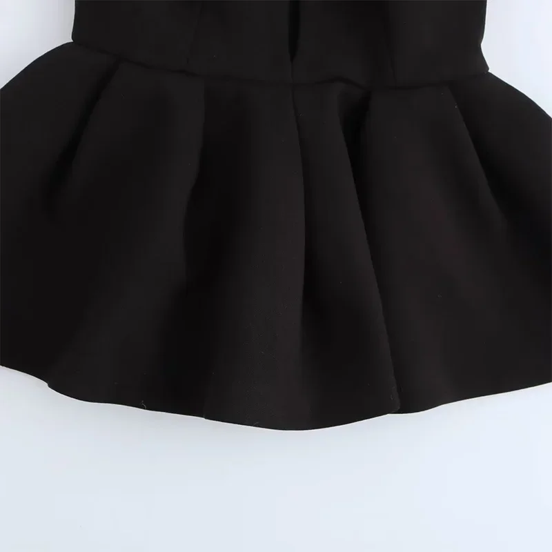 Black Elegant Pant Suit Women V-neck Sleeveless Ruffles Tank Tops Loose Trouser Female 2 Pieces 2025 Fashion Lady Outfits New