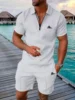 2025 Men's trendy summer short sleeve printed suit Beach style series creative pattern lapel breathable suit 6