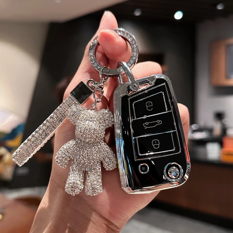 Fashion TPU Car Key Case Cover for Volkswagen VW Polo Golf 7 GTI Tiguan Passat Beetle for SEAT FR 2 Skoda Octavia A7 Kodiaq key case cover key case