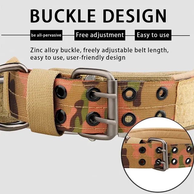 Pet Products Outdoor Tactical Dog Collar Breathability Nylon Collar Medium and Large Dog Training Neck Collar Dog Traction Rope 4