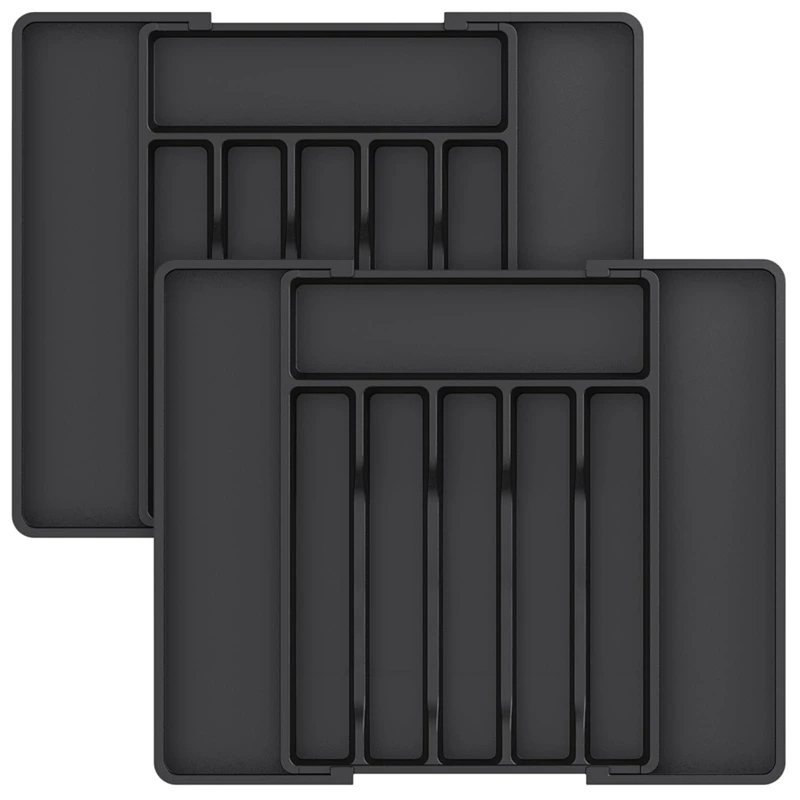 

2 шт. органайзер для выдвижных ящиков, поднос для кухонной утвари из полипропилена, регулируемый держатель для столовых приборов, ложки, вилки, ножи