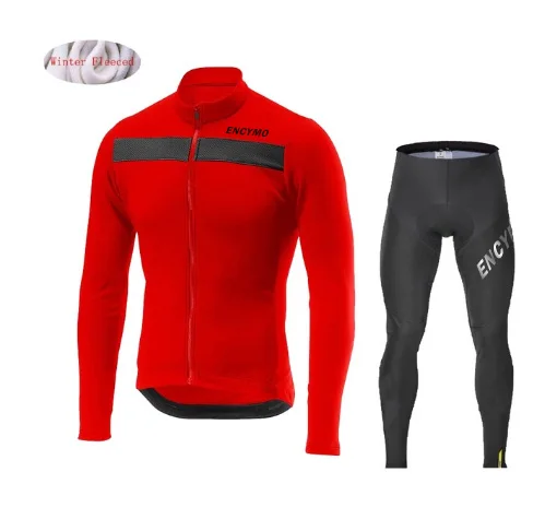 

2022 ENCYMO Winter Thermal Fleece Cycling Clothes Warn Men's Jersey Suit Jacket Riding Bike MTB Clothing Bib Pants Set