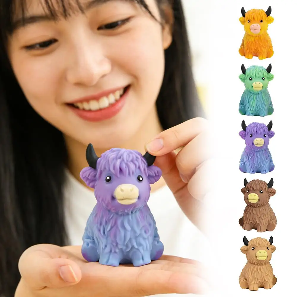 Niedlicher Yak-Stressball, langsam aufsteigendes Quetschspielzeug für Geburtstagsgeschenke, Partys, weiches Highland-Kuh-Tier-Stressabbau-Spielzeug, Büro-Stressabbau – Detail 6