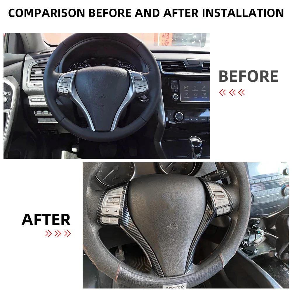 Für Nissan Navara NP300 2015-2025 Qashqai J11 X-Trail T32 Teana Altima 2013-2018 Lenkrad-Verkleidung Zierleiste Aufkleber – Detail 3