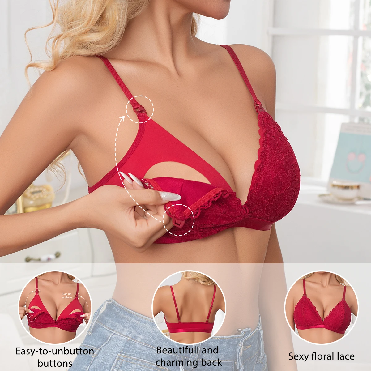 Nursing Bra Maternity Front Open Female Underwear Ultra Thin Breastfeeding Bra For Pregnant Women No Steel Rings Anti Sagging