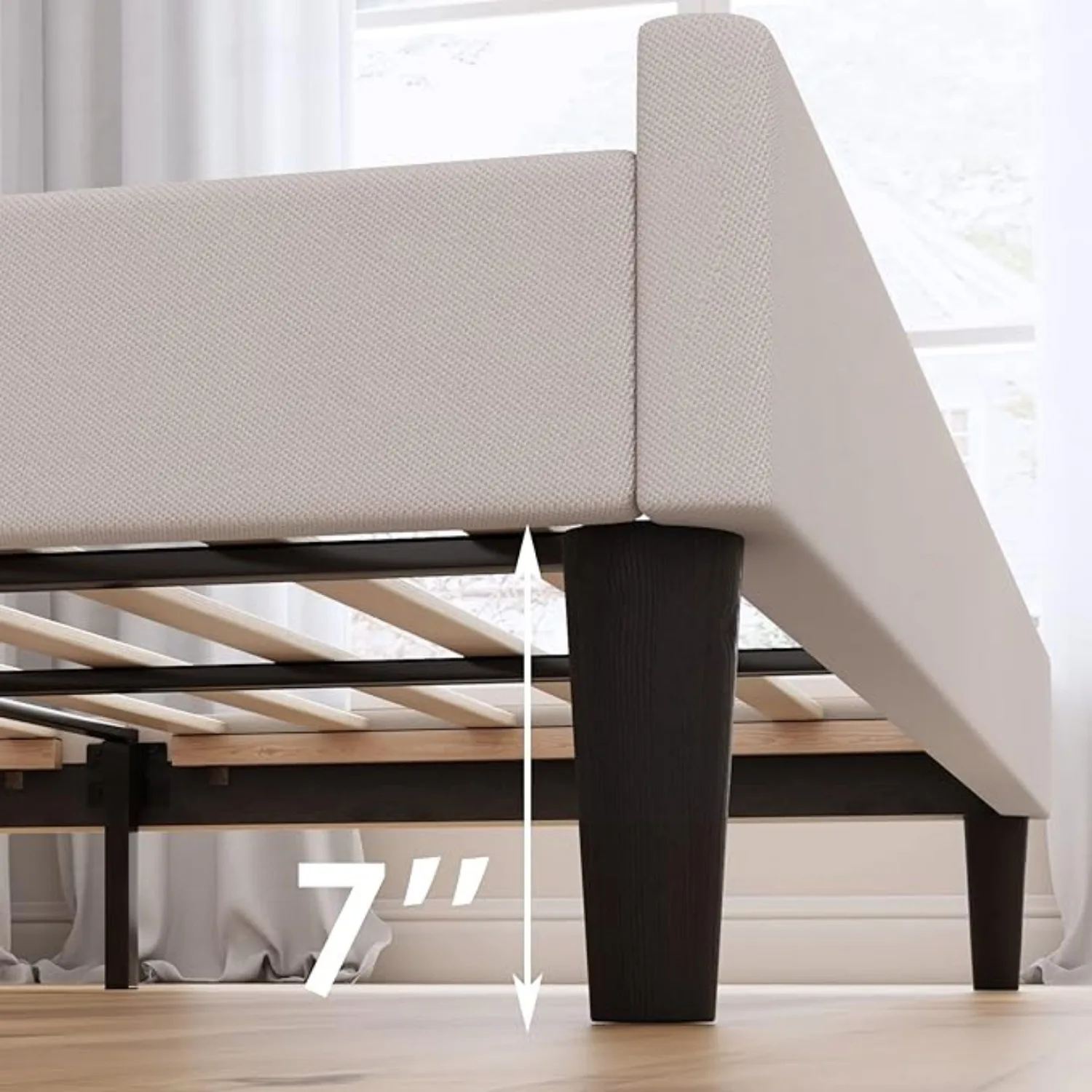 King Size Bed Frame,Upholstered Platform with Adjustable Headboard, Easy Assembly, No Box Spring Needed 6