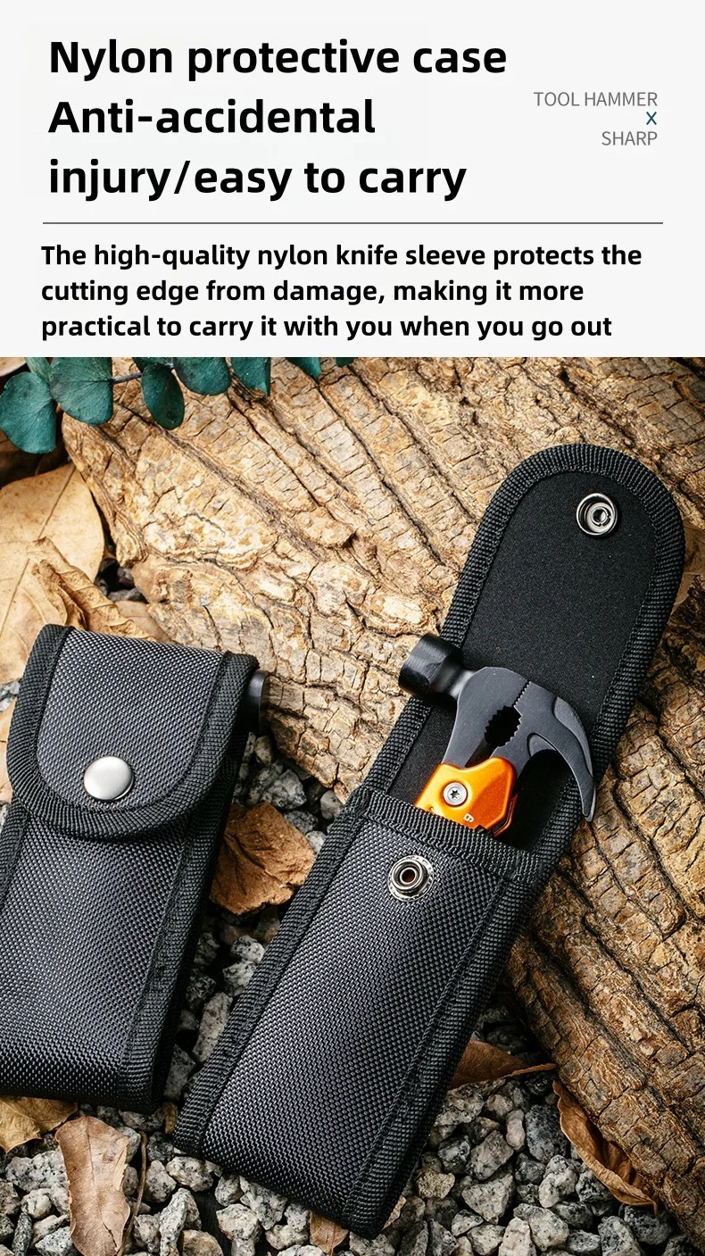 Multi-Tool Hammer, 7-in-1 Stainless Steel Multi-Tool, , Foldable Heavy Duty Multi-Tool Set with Cutter