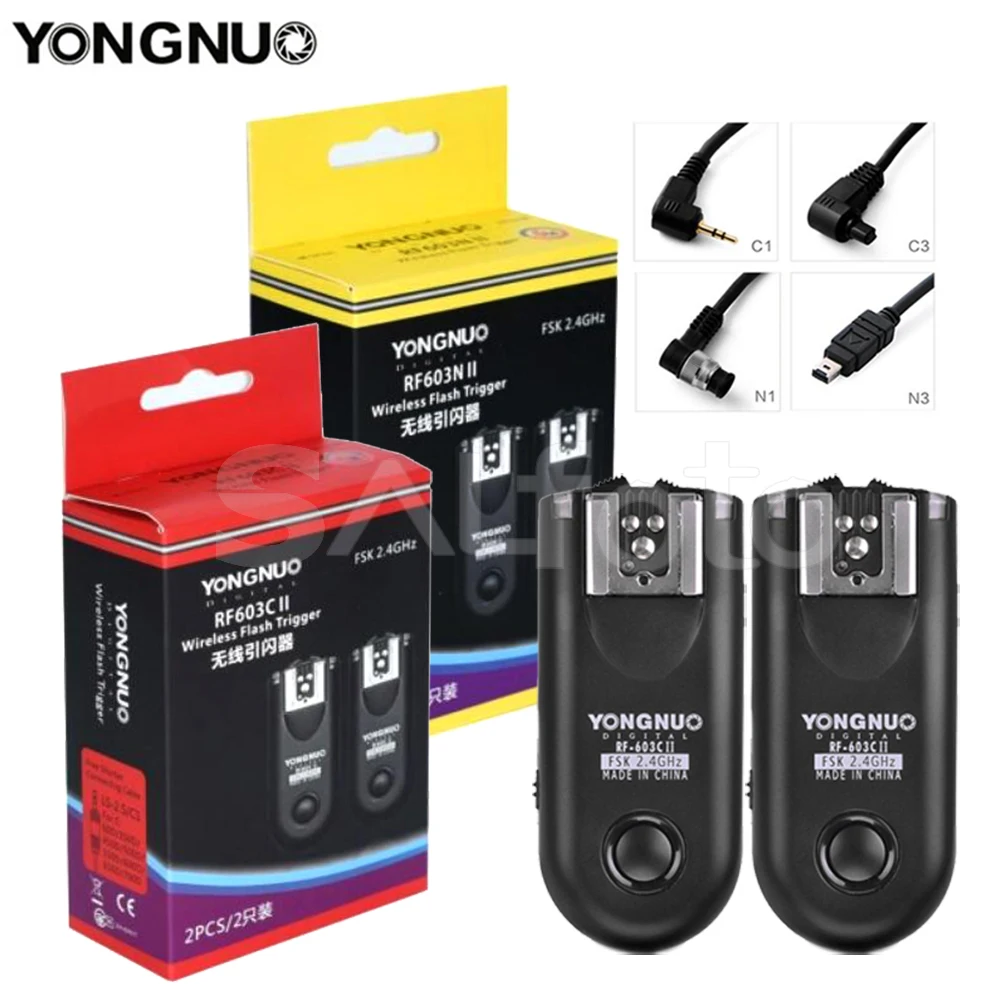 Yongnuo RF-603 II 2.4G 무선 플래시 트리거 트랜시버 원격 셔터 릴리스 RF603II C1 C3 N1 N3