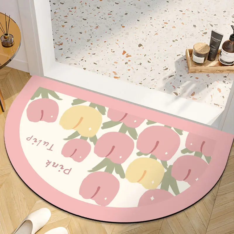 

Modern Simple Tulip Toilet Door Non Slip Foot Cushion Soft Diatom Mud Bathroom Water Absorbing Floor Mat