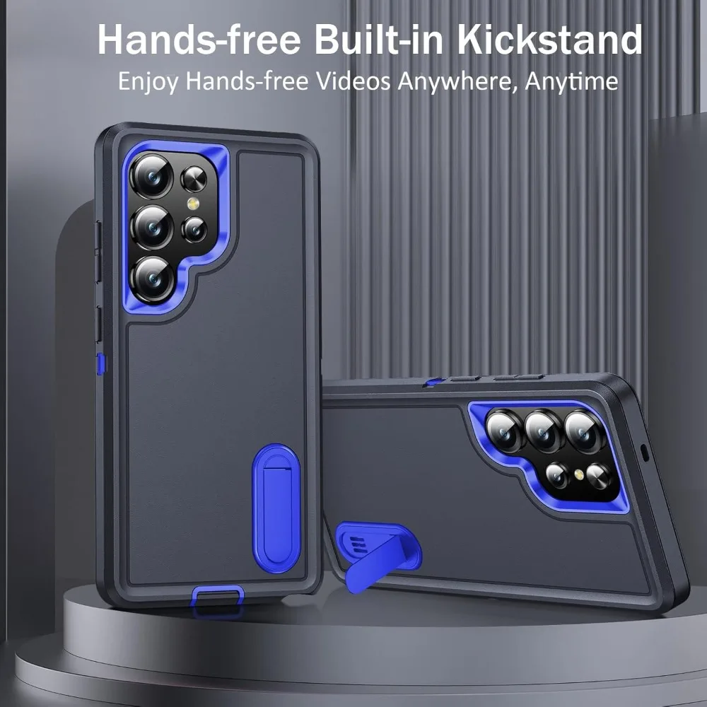 Military Grade Anti-Drop Matte Case with Built-in Kickstand - Durable Protector Cover
