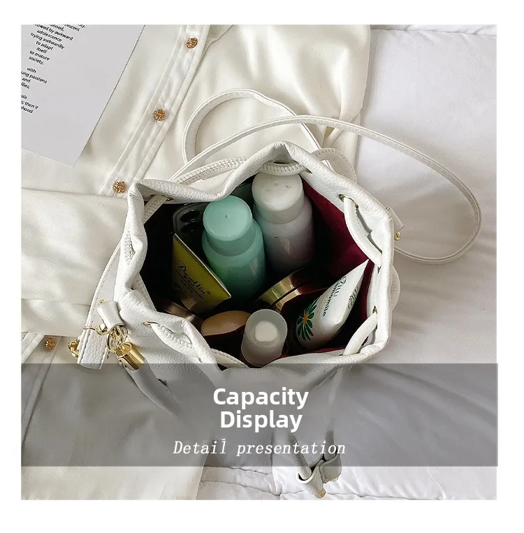 Spring New Fashion Letter PU Leather Bucket Bag - Size Comparison