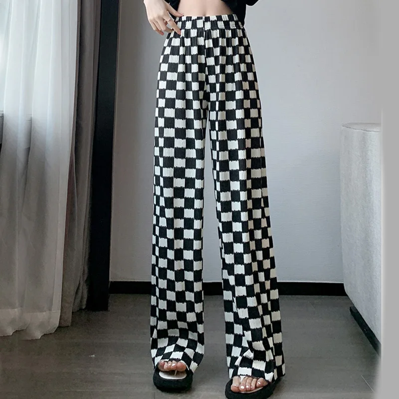 2024 Women Tie-dye Printed Pants Spring Summer Elastic Waist Stright Long Wide leg pants Casual Female Loose Pants Trousers