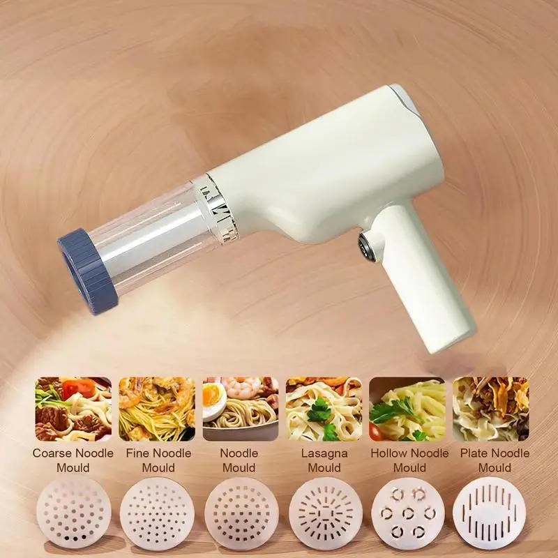 Handheld Electric Noodle Machine Cordless Noodle Press Automatic Pasta Maker with 6 Moulds Kitchen Smart Maker