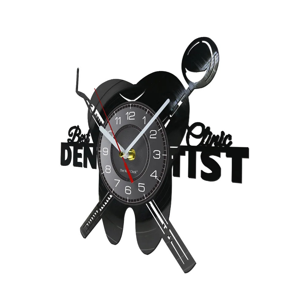 Dentist Equipment Dental Office Teeth Wall Sign Decorative Clock Orthodontist Vinyl Record Wall Clock Nurse Appreciation Gift 2