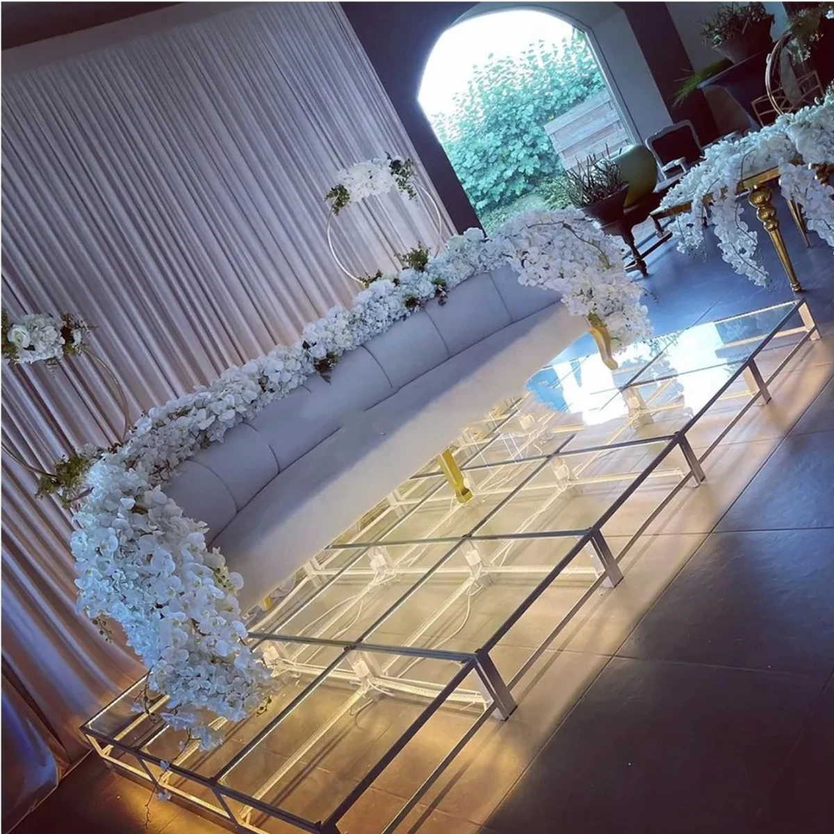 10pcs）Weding Decor Party Dance Floor Stage Square Tempered not Glass Stage Platform Led Transparent Plexiglass not Glass