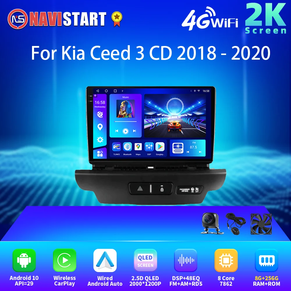 

NAVISTART 2K 2000*1200 Car Radio For Kia Ceed 3 CD 2018 - 2020 Android Auto Carplay DSP RDS GPS Navigation 4G WiFi No DVD Player