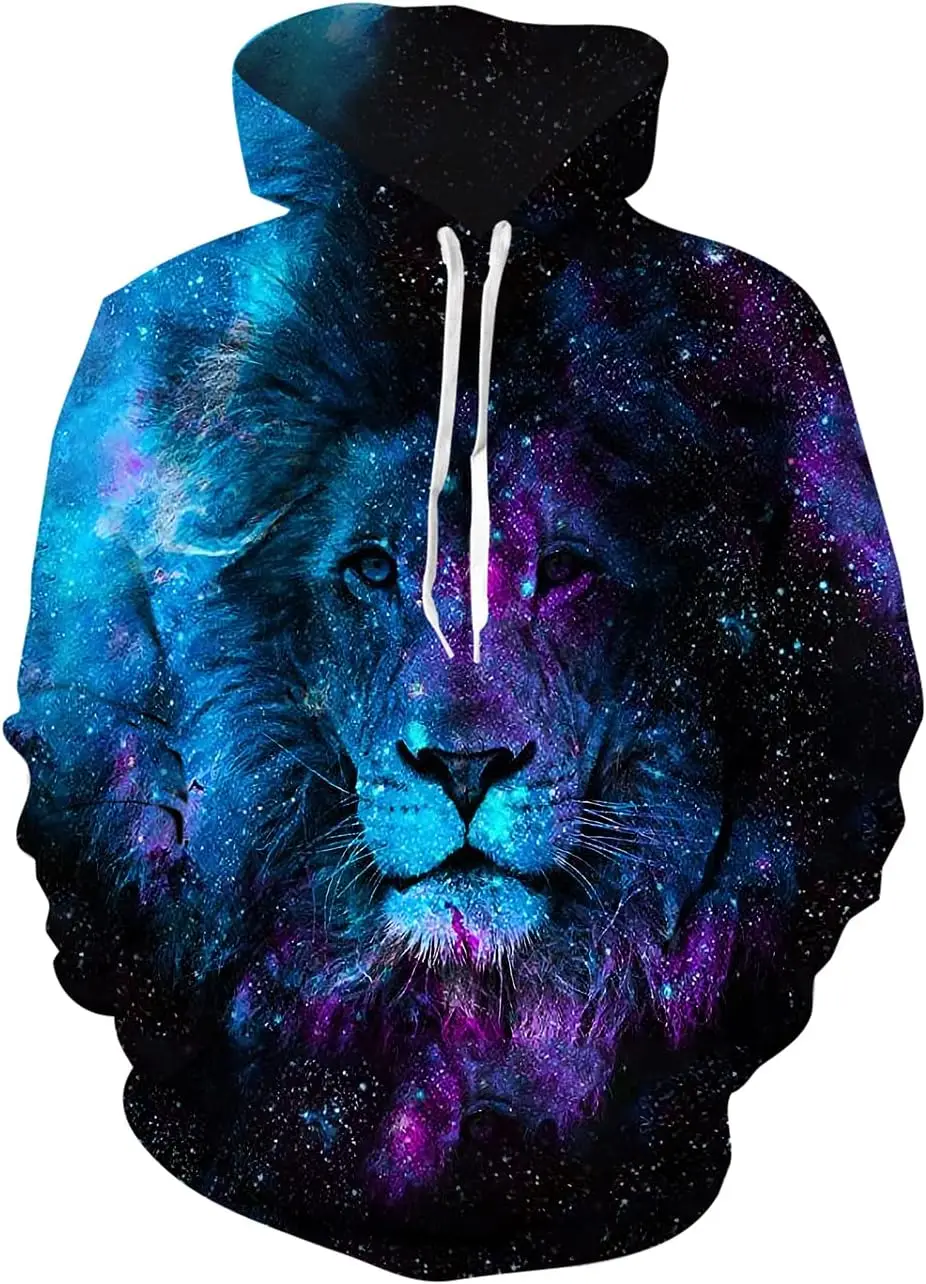 thumbnail image 1 of Sudadera con capucha de gran tamaño para hombre 2024, estampado 3D de lobo animal, moda feroz, divertida, estilo hip hop callejero, informal, 1 of 4