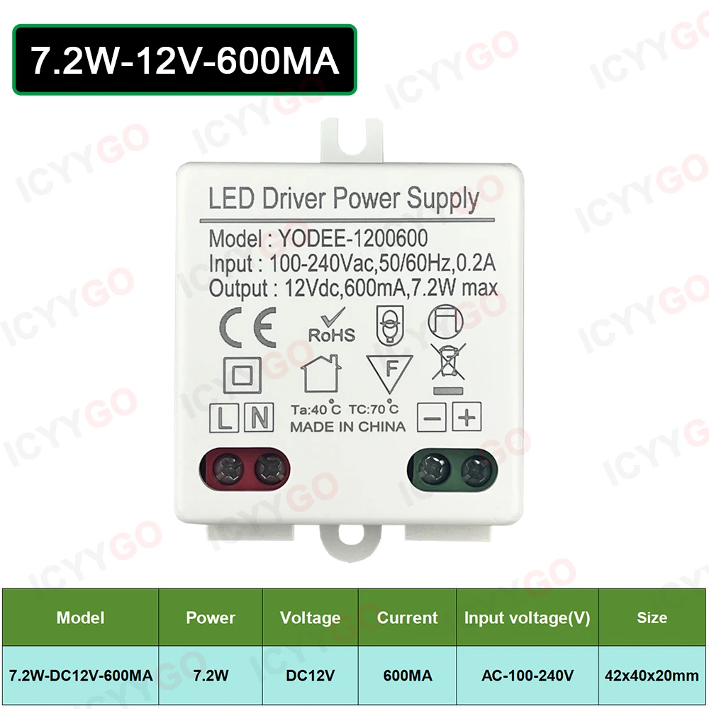 Description Picture 6 of itemConstant Voltage Switching Power Supply DC12V DC24V 6W 10W 12W LED Lighting Transformer 250MA 500MA 600MA 830MA Power Adapter