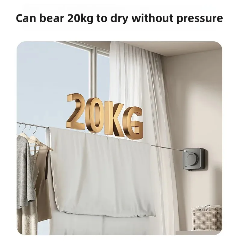 Retractable Clothesline Indoor Wall Mounted Non-Sagging