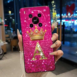 Elegant Shockproof Black Phone Case with Golden Crown and Alphabet Design for ZTE Nubia V70 Max (HEI - TPU3A)