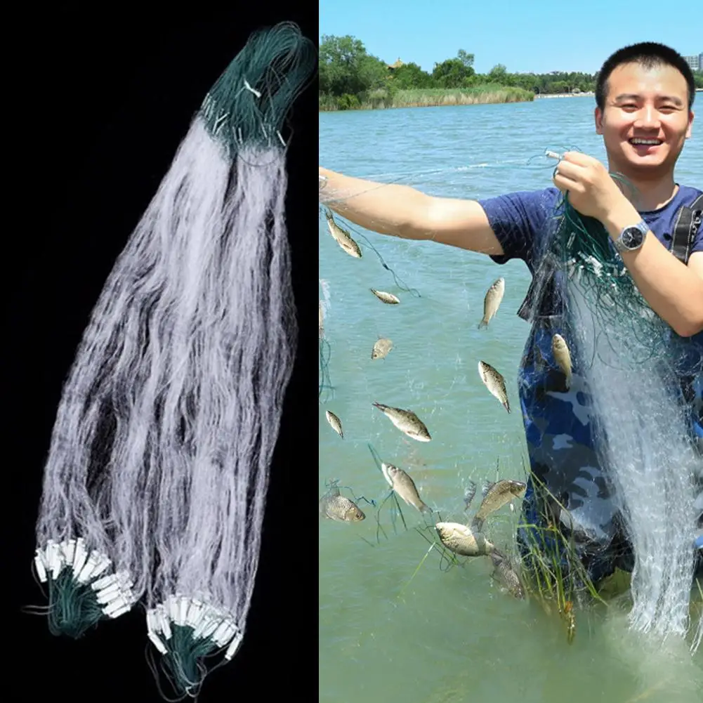 

Fishing Net Single Mesh Nylon Float Trap Monofilament Gill Net Fishing Accessories For Hand Casting U1U2