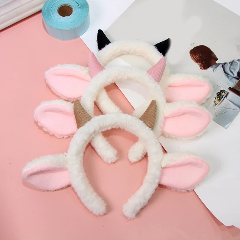 

New Year Celebration Hairhoop Plush Sheep Ear Hairband Funny Headhoop Costume Headdress Child Adult Halloween Headwear