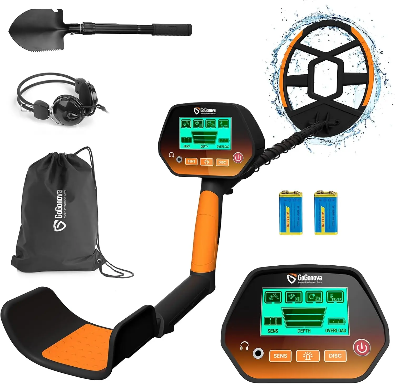 Metal Detector for Adults & Kids Waterproof Metal Detectors with High Accuracy Lightweight 8" Search Coil All & Disc Modes