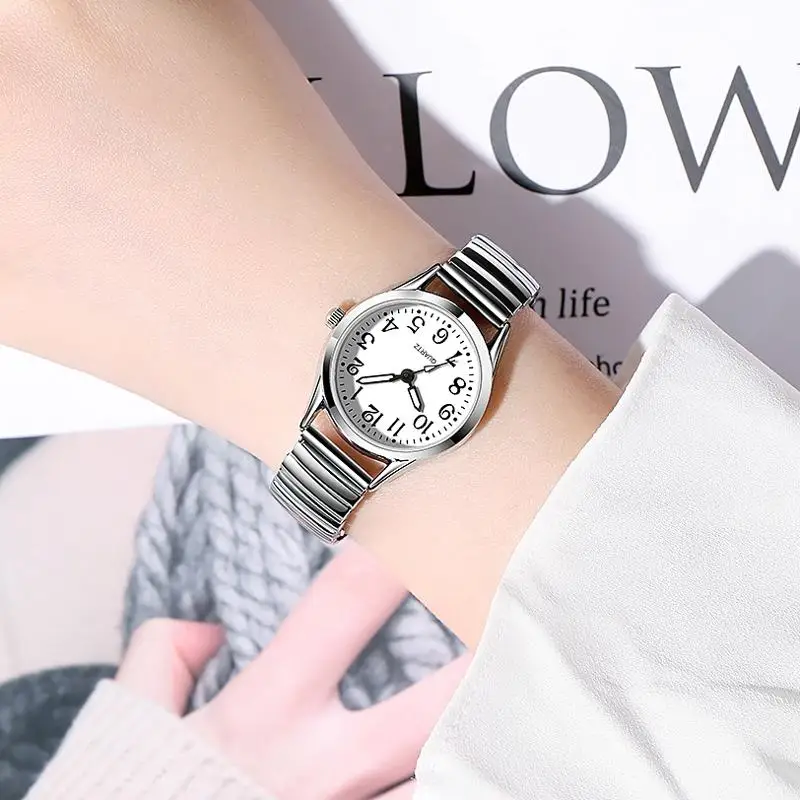 Classic style elastic spring strap watch with large digital quartz watch for men and women, Father Mother's day gift watch 3