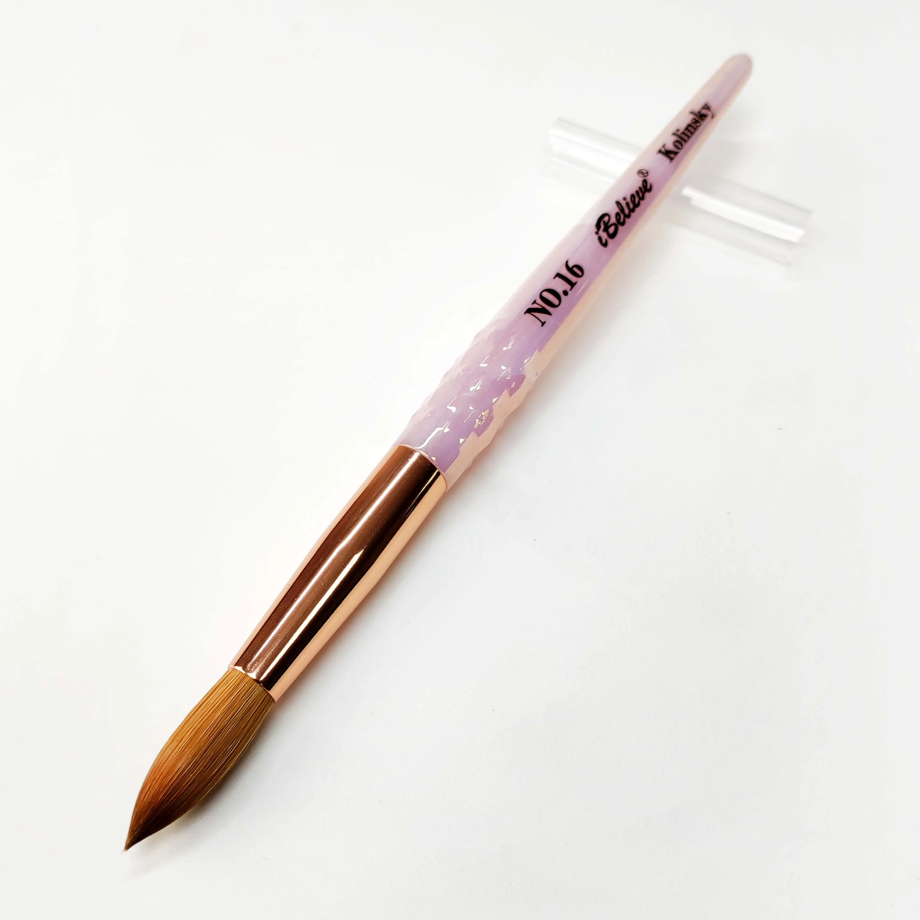 100% Kolinsky Sable Acrylic Nail Brush 1pcs Round Pink Kolinsky Hair Soft And Elastic  Nail Art Brush Wholesale 4