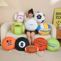 48cm Sports Ball Plush Pillow Stuffed Soft Seat Cushion Decorative Volleyball Rugby Table Tennis Basketball Golf Billiards Gift 1