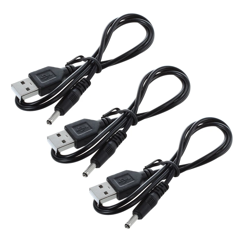 

3 шт. 3,5 мм X 1,3 мм черный USB-кабель, свинцовый зарядный шнур, источник питания