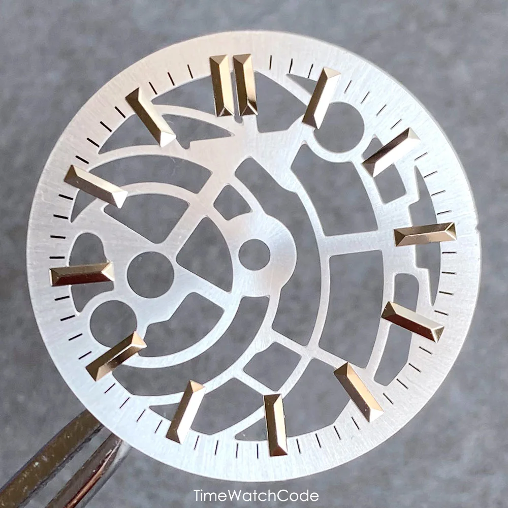 Skeleton Watch Dial with Metallic & Luminous Indices - 29mm