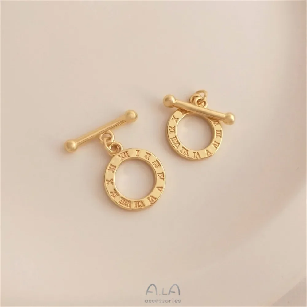 

14K золотой цвет римские цифровые часы кольцо OT Пряжка Diy браслет ожерелье Концевая пряжка аксессуары A003