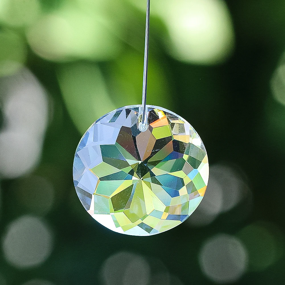 30mm Rainbow Mandala Crystal Hanging Faceted Prism DIY Sun Catcher Making Chandelier Lighting Parts Home Wedding Hanging Decor