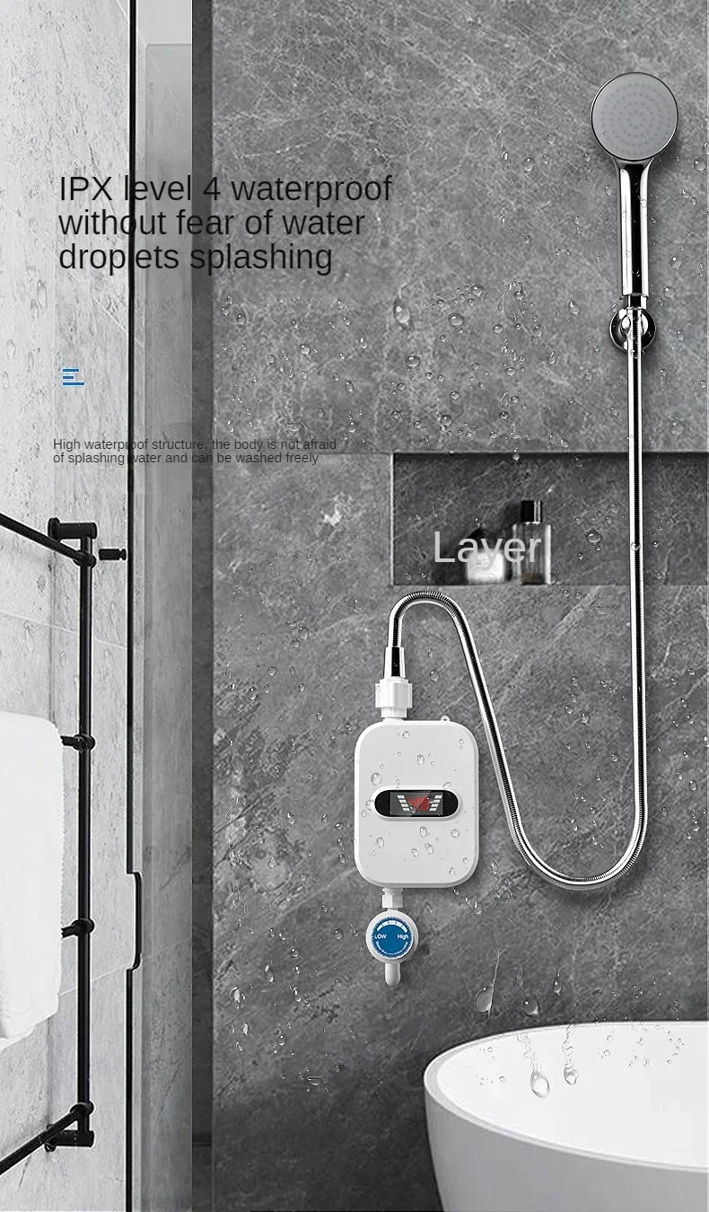 Description Picture 6 of item3000W Electric Thankless Mini Instant Hot Water Heater bathroom Faucet Tap Heating 3 Seconds Instant Heating Machine