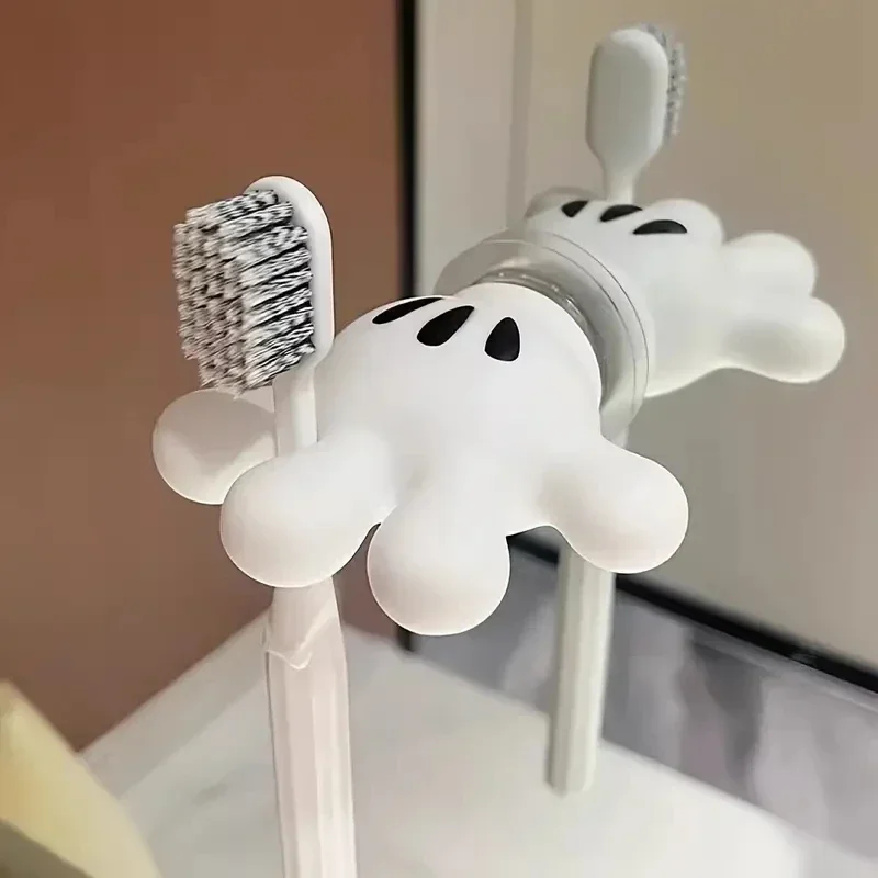 Toothbrush Holder Toothbrush Holder Mickey Palm Cute Bathroom Towel Suction Cup Multi-function Hook Traceless Hook Data Cable Winder